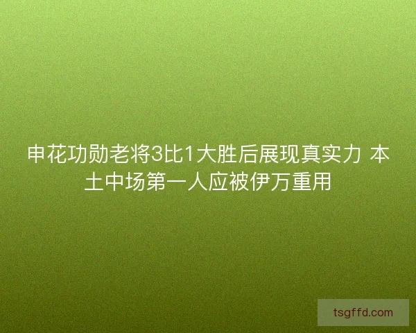 申花功勋老将3比1大胜后展现真实力 本土中场第一人应被伊万重用 申花功勋老将3比1大胜后展现真实力 本土中场第一人应被伊万重用