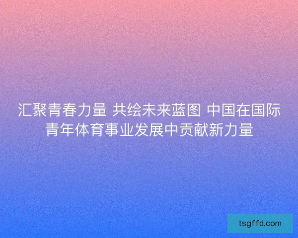 汇聚青春力量 共绘未来蓝图 中国在国际青年体育事业发展中贡献新力量