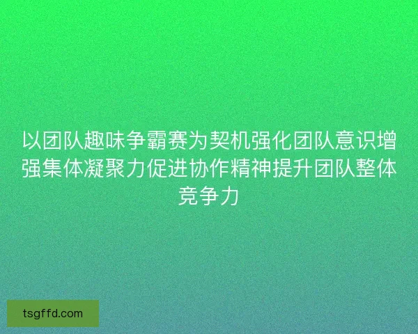 以团队趣味争霸赛为契机强化团队意识增强集体凝聚力促进协作精神提升团队整体竞争力